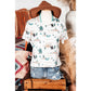 Western Cactus Print Crew Neck Short Sleeve Top