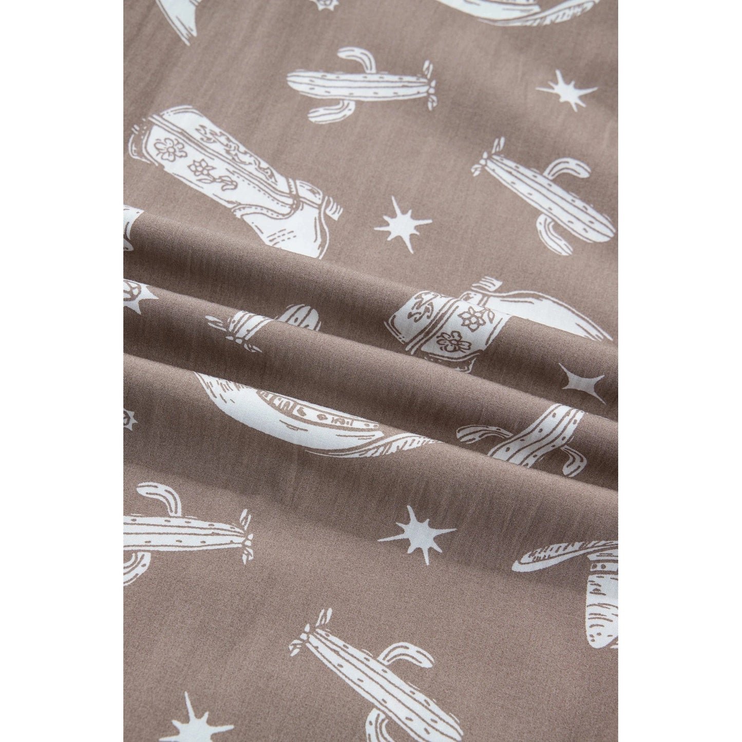 Western Cactus Cowgirl Hat Boot Printed Vintage Drawstring Jogger Pants