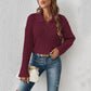 Cady Wine V Neck Cable Knit Sweater