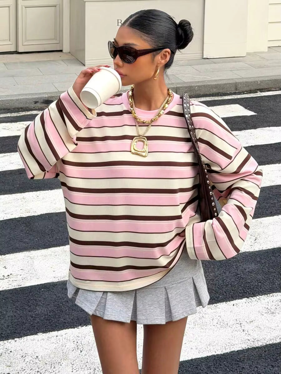 Cadyn Pink Striped Pullover Top