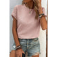 Cait Light Pink Textured Ruffled Short Sleeve Blouse