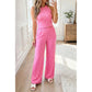 Calista Pink Polka Dot Print Slim Tank Loose Pants 2pcs Outfit