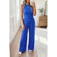 Calista Blue Polka Dot Print Slim Tank Loose Pants 2pcs Outfit