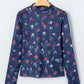 Cameron Blue Polka Dot Floral Mesh Long Sleeve High Neck Pullover Sheath Top
