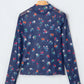 Cameron Blue Polka Dot Floral Mesh Long Sleeve High Neck Pullover Sheath Top