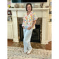Camilla Yellow Floral Boxy Fit Ruffled Short Sleeve V Neck Blouse