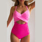 Camille Pink 2-Tone Crossed Cutout Backless Monokini