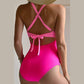 Camille Pink 2-Tone Crossed Cutout Backless Monokini