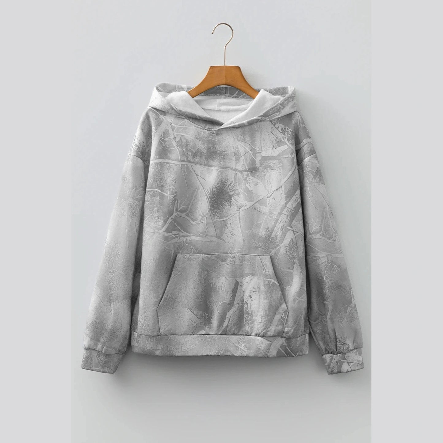 Cammy Grey Camouflage Woodland Print Oversized Sporty Hoodie