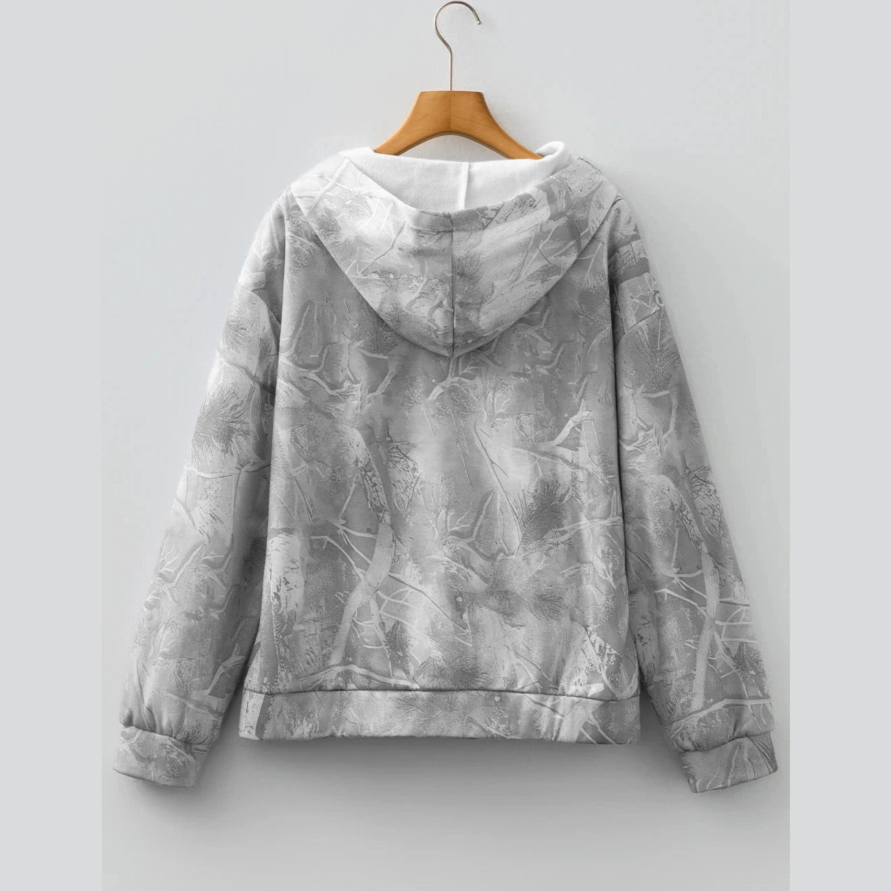 Cammy Grey Camouflage Woodland Print Oversized Sporty Hoodie