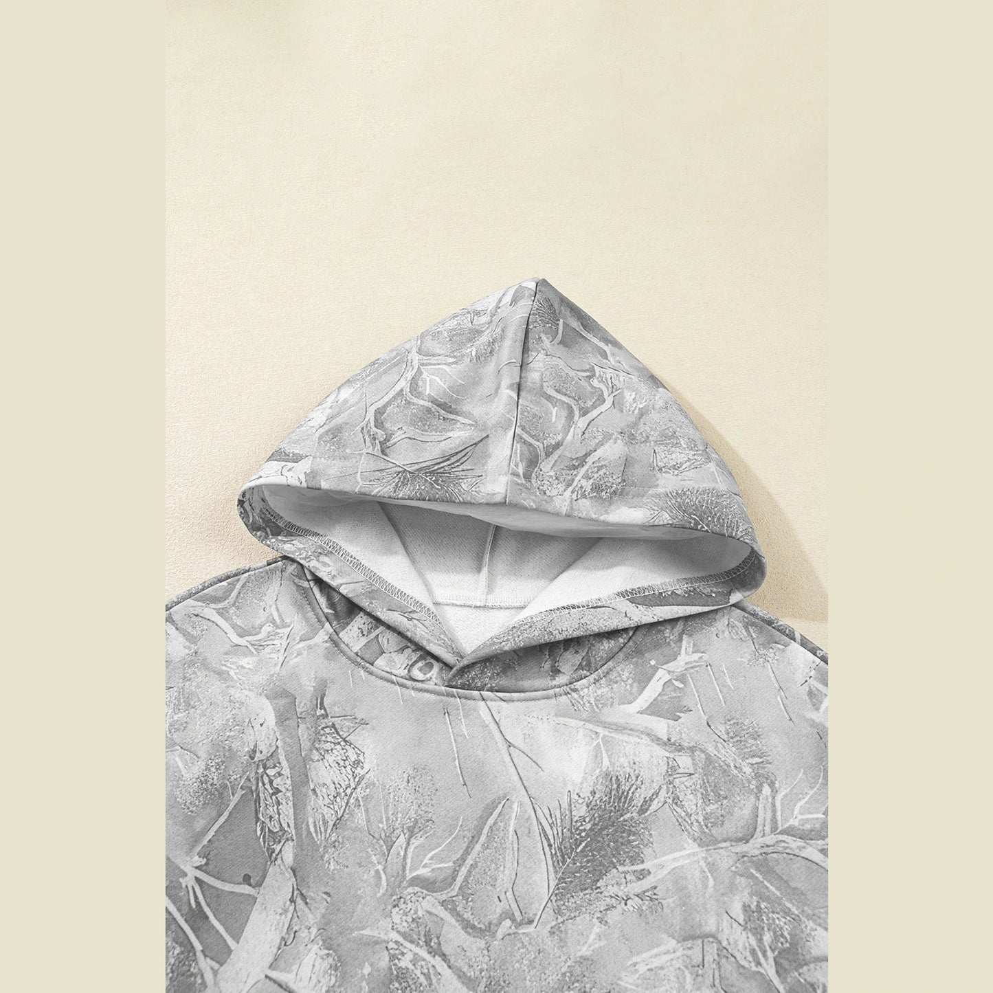 Cammy Grey Camouflage Woodland Print Oversized Sporty Hoodie