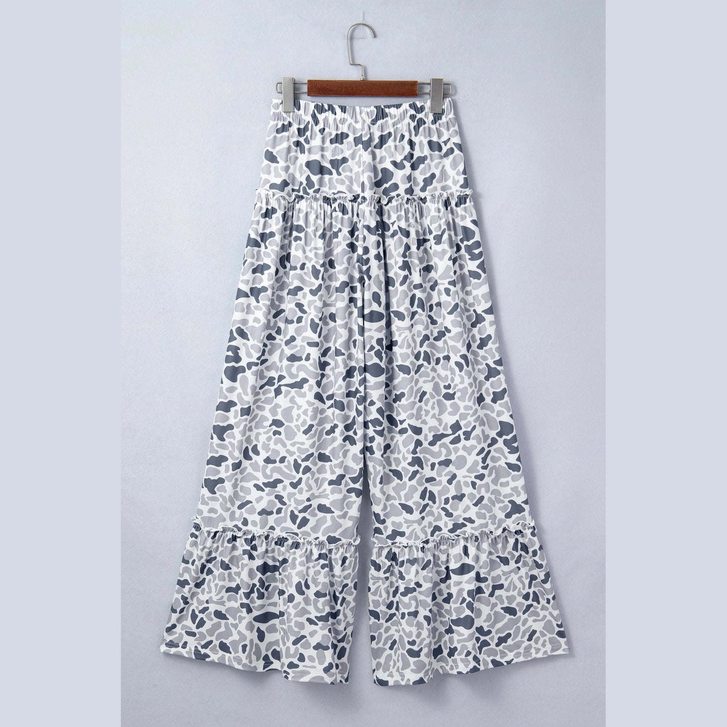 Leeza Camo Print Wide Leg Casual Pants