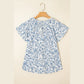 Camryn Sky Blue V-neck Short Sleeve Fashion Print Fantasy Fluttering Blouse