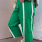 Candice Green Contrast Striped Smocked Waist Drawstring Cropped Casual Pants