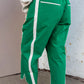 Candice Green Contrast Striped Smocked Waist Drawstring Cropped Casual Pants