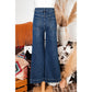 Candie Blue Cropped High Rise Wide Leg Jeans