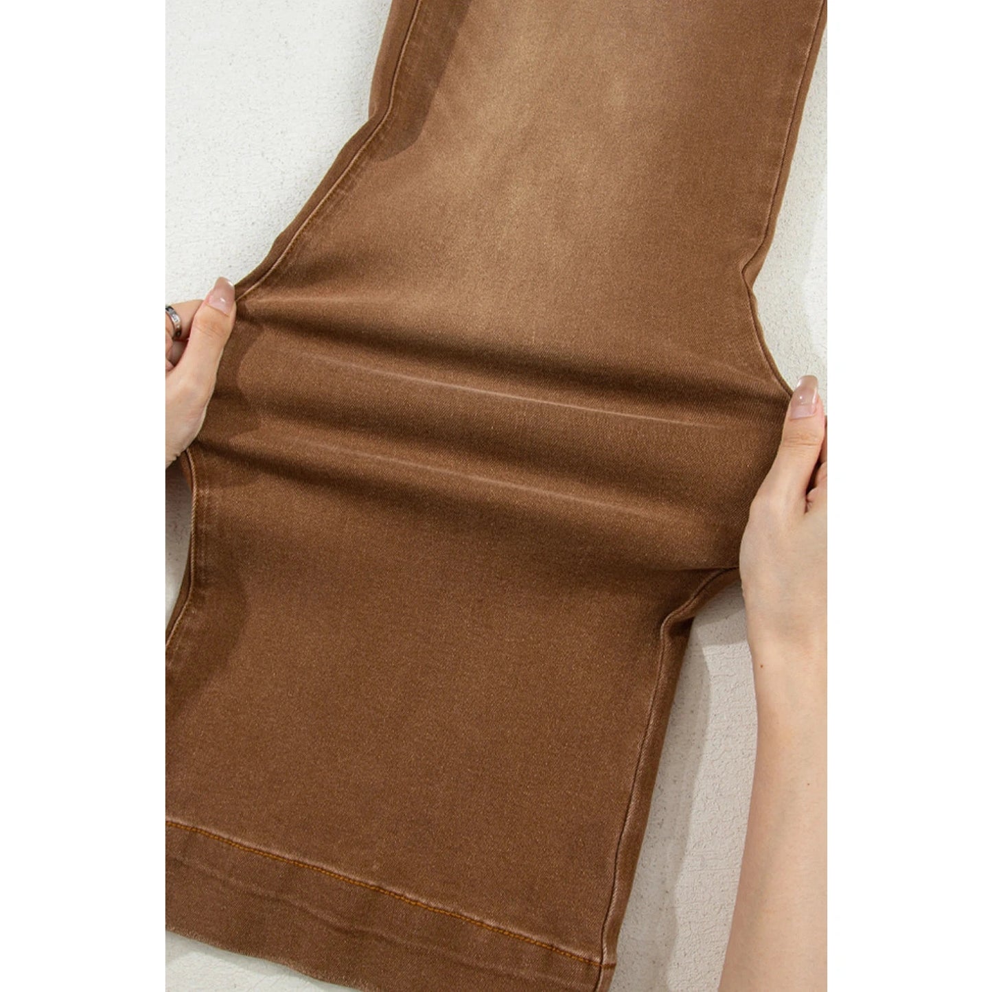 Candie Brown Cropped High Rise Wide Leg Jeans