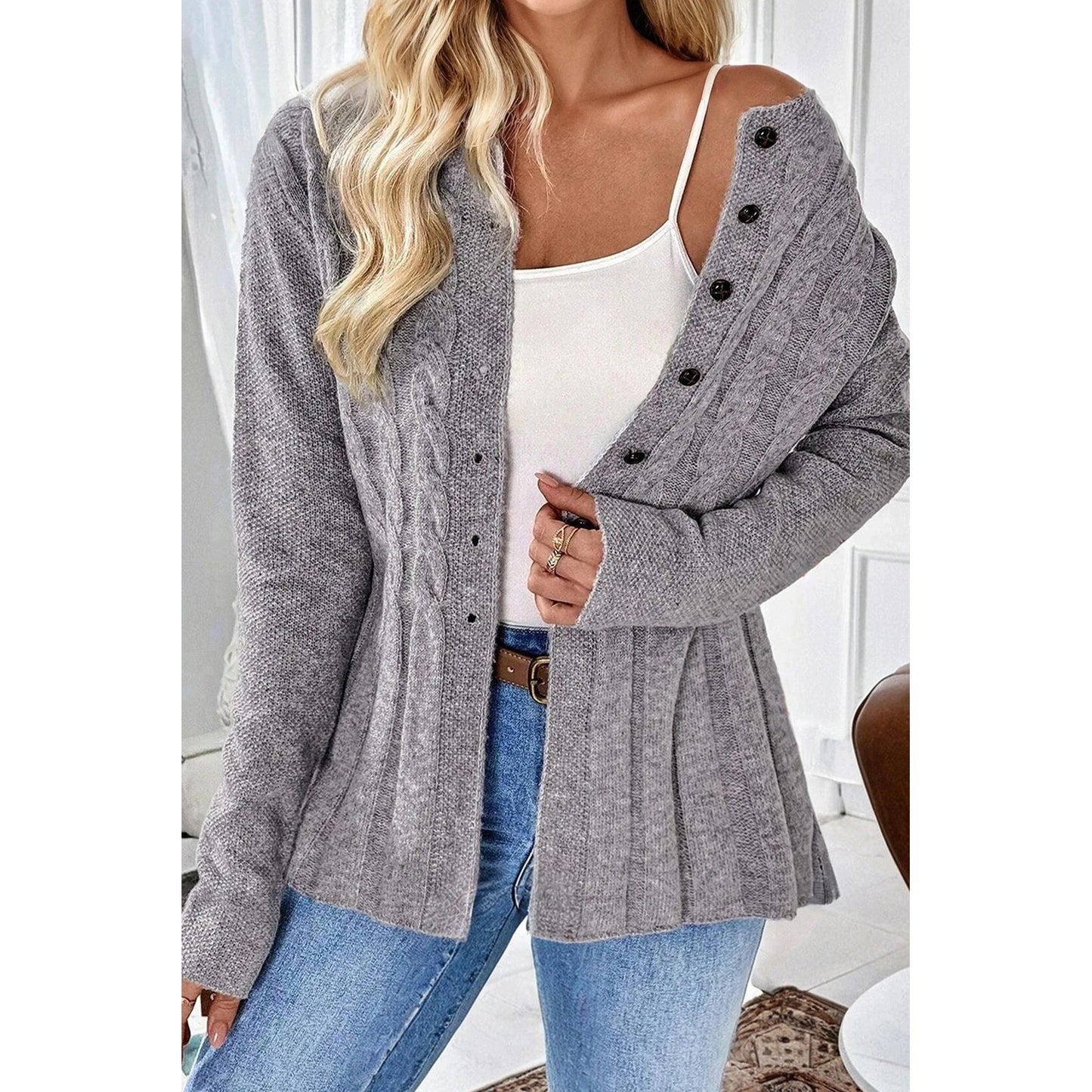 Candy High Cable Knit Cardigan Sweater