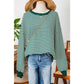 Carina Green Stripe Loose Drop Shoulder Long Sleeve Top