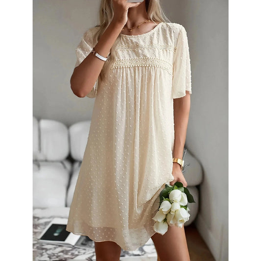 Carissa Apricot Dotted Lined Mini Dress