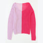 Carlile Pink Long Sleeve V-Neck Colorblock Sweater