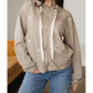 SALE!!!  Carlyn Contrast Bow Embroidered Zip Up Jacket Hoodie