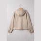 SALE!!!  Carlyn Contrast Bow Embroidered Zip Up Jacket Hoodie
