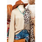 RTS Carolyn Pale Khaki Leopard Colorblock Waffle Knit Top