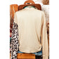 RTS Carolyn Pale Khaki Leopard Colorblock Waffle Knit Top