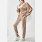 Carrey Parchment Velvet Zipped Top and Joggers Two Piece Set