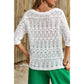 Carson White Frenchy Hollow Out Knitted V Neck Cardigan