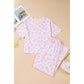 Cassander Pink Leopard Two Piece Top and Pants Set
