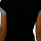 Cassian Black Textured Knit Denim Color Block Patchwork Collar Button Down Shirt