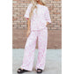 Cassander Pink Leopard Two Piece Top and Pants Set