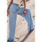 Cassey Myosotis Drawstring High Waist Wide Leg Denim Pants