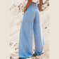 Cassey Myosotis Drawstring High Waist Wide Leg Denim Pants