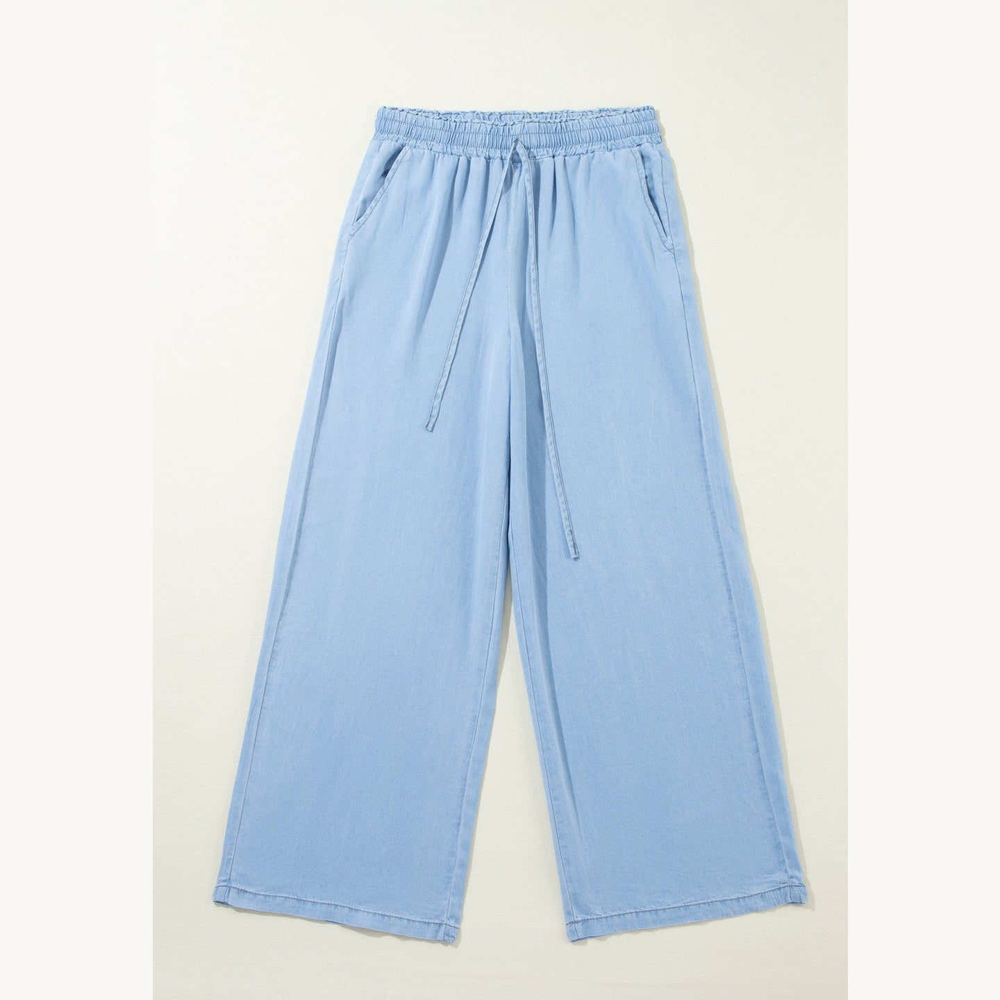 Cassey Myosotis Drawstring High Waist Wide Leg Denim Pants