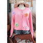 REDUCED!!!  Kathleen Pink Knitted Floral Pattern Button Up Cardigan  REDUCED!!!