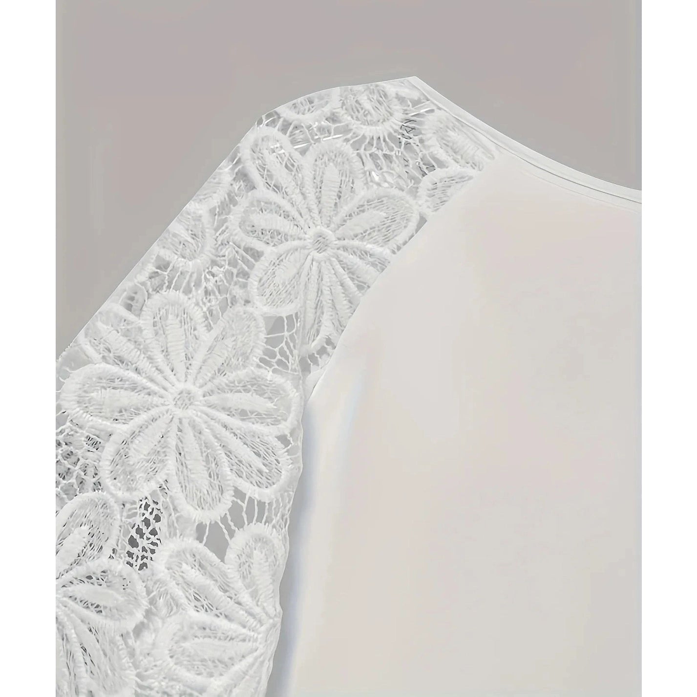 Cathleen Lace Keyhole Tie Front Blouse