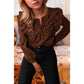 Catie Brown Leopard Print Ruffled Puff Sleeve Blouse