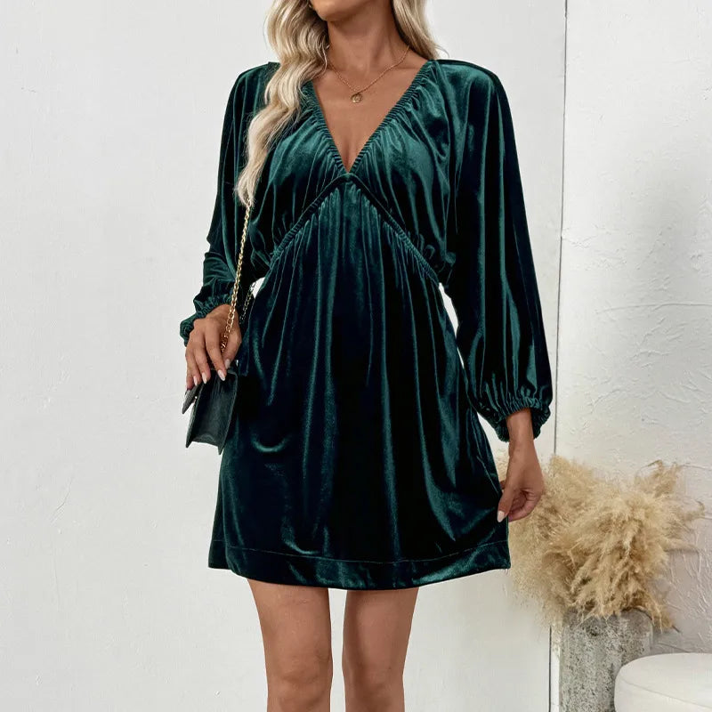 Catrin 3/4 Sleeve Velvet Mini Dress