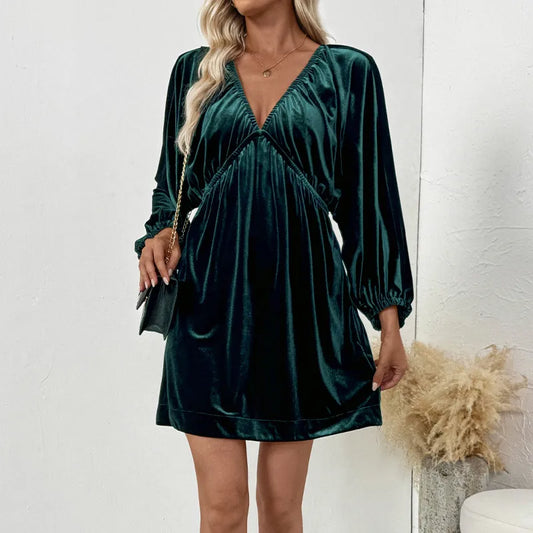 Catrin 3/4 Sleeve Velvet Mini Dress