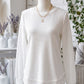 Rylee White Rounded Hem Waffle Long Sleeve Top