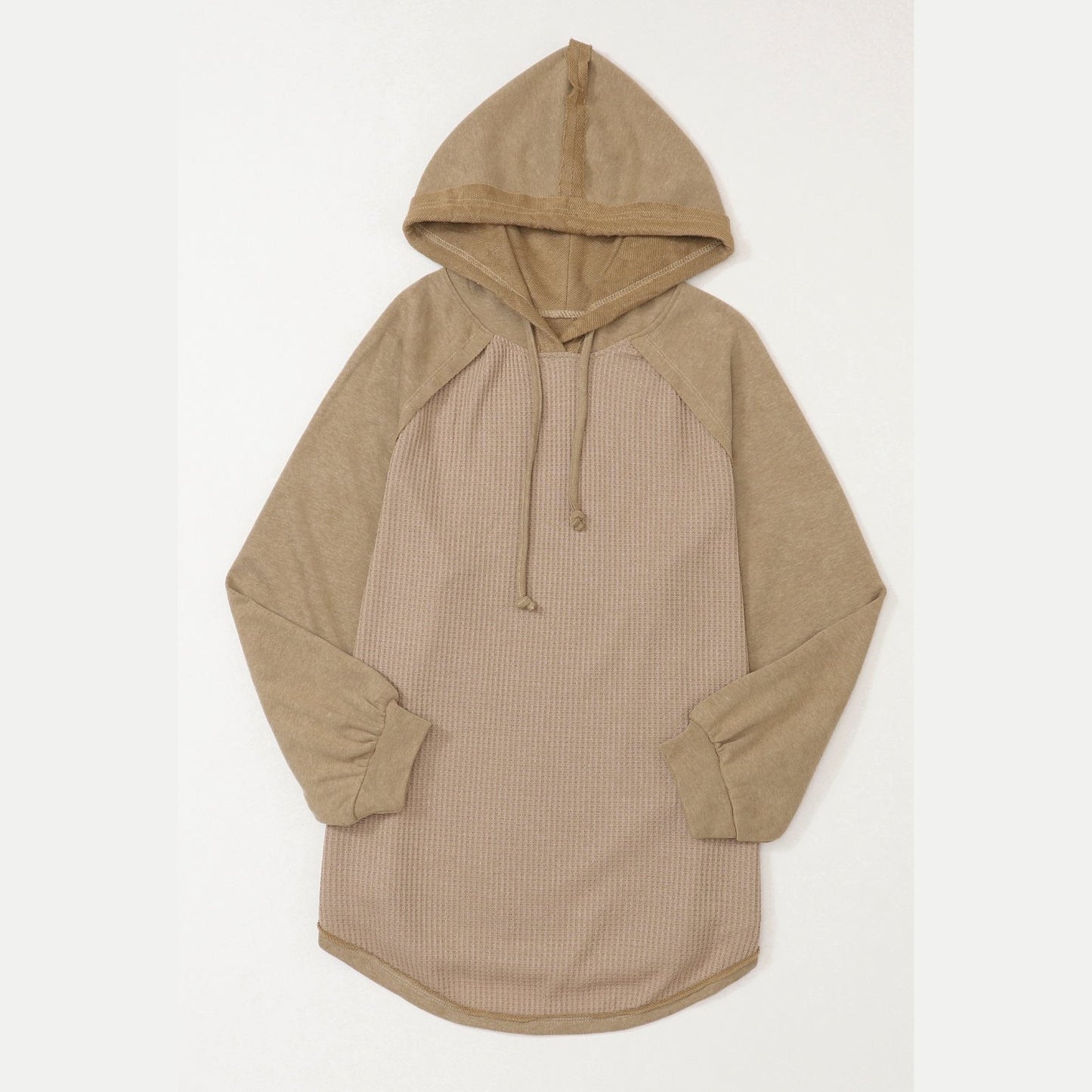 Emery Khaki Waffled Expose Seam Drawstring Hoodie