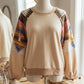 Aztec Light French Beige Patchwork Raglan Pullover Sweatshirt
