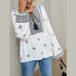 Cecily White Tassel Tie Front Boho Blouse