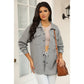 Gladis Grey Solid Textured Flap Pocket Buttoned Shacket