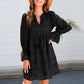 Chanda Black Hollow Out V Neck Mini Dress
