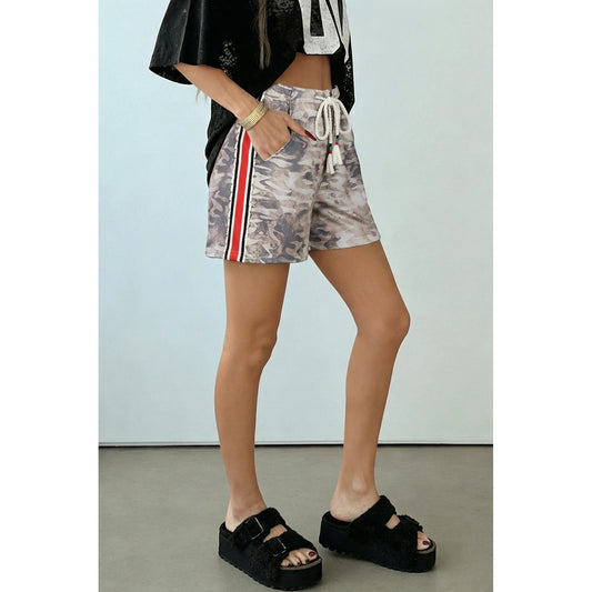 SALE!!!  Chandler Khaki Varsity Striped Accent Camo Shorts