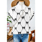 Chandler White Preppy Vibes Bow Print Zipped Collar Sweater Tee